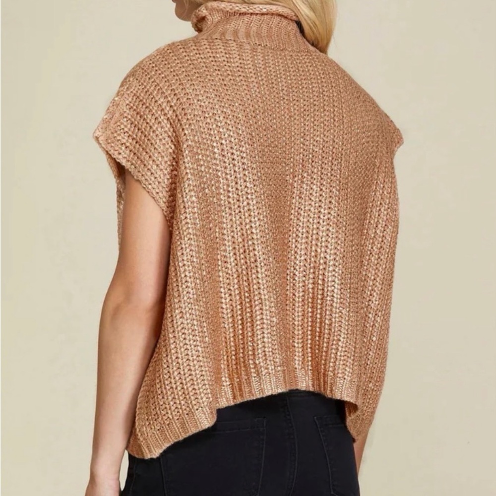 She + Sky Shimmering Gold Turtleneck Sweater - Picture 2 of 12